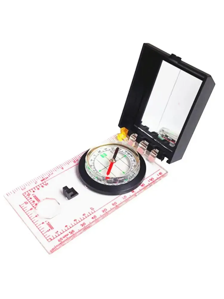 Portable Magnifying Compass - Navigation Map Reading Compass with Lanyard, Mirror, and Ruler for Camping, Hiking, and Traveling