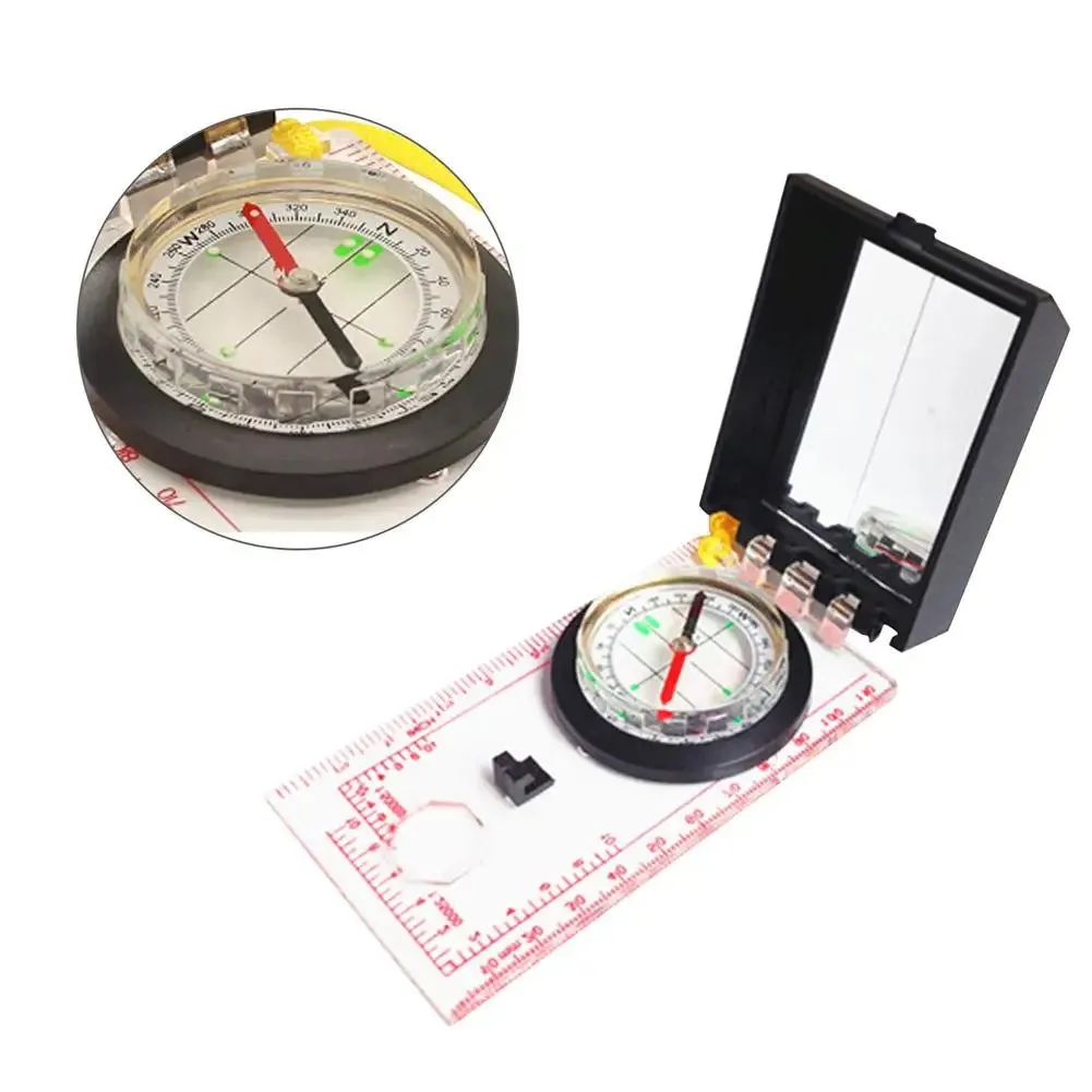 Portable Magnifying Compass - Navigation Map Reading Compass with Lanyard, Mirror, and Ruler for Camping, Hiking, and Traveling