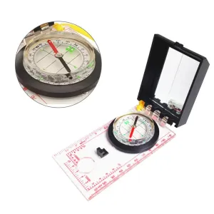 Portable Magnifying Compass - Navigation Map Reading Compass with Lanyard, Mirror, and Ruler for Camping, Hiking, and Traveling
