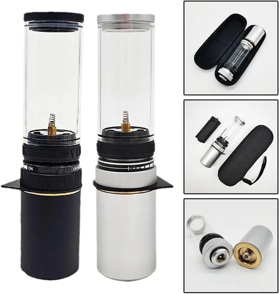 Portable Outdoor Gas Lamp, Gas Lantern Dreamlike Candle Lamp Portable Tent Lantern Glass Mantle Lantern for Camping, for Hiking, Fishing(with Gas Box White)