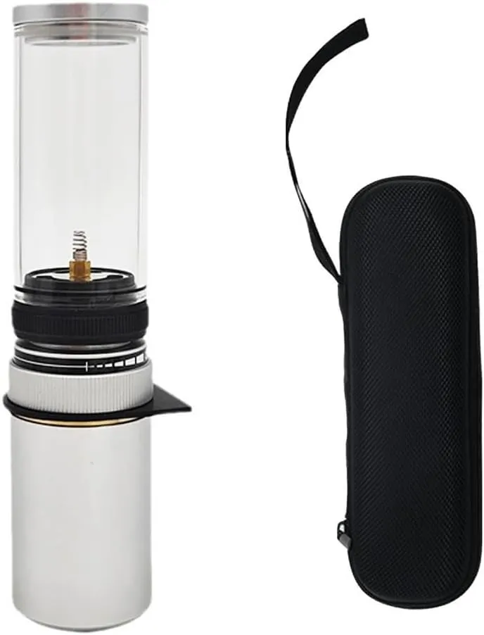 Portable Outdoor Gas Lamp, Gas Lantern Dreamlike Candle Lamp Portable Tent Lantern Glass Mantle Lantern for Camping, for Hiking, Fishing(with Gas Box White)