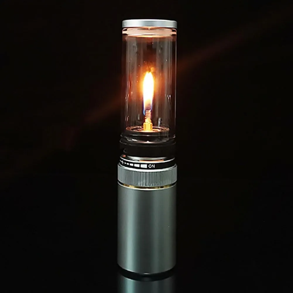 Portable Outdoor Gas Lamp, Gas Lantern Dreamlike Candle Lamp Portable Tent Lantern Glass Mantle Lantern for Camping, for Hiking, Fishing(with Gas Box White)