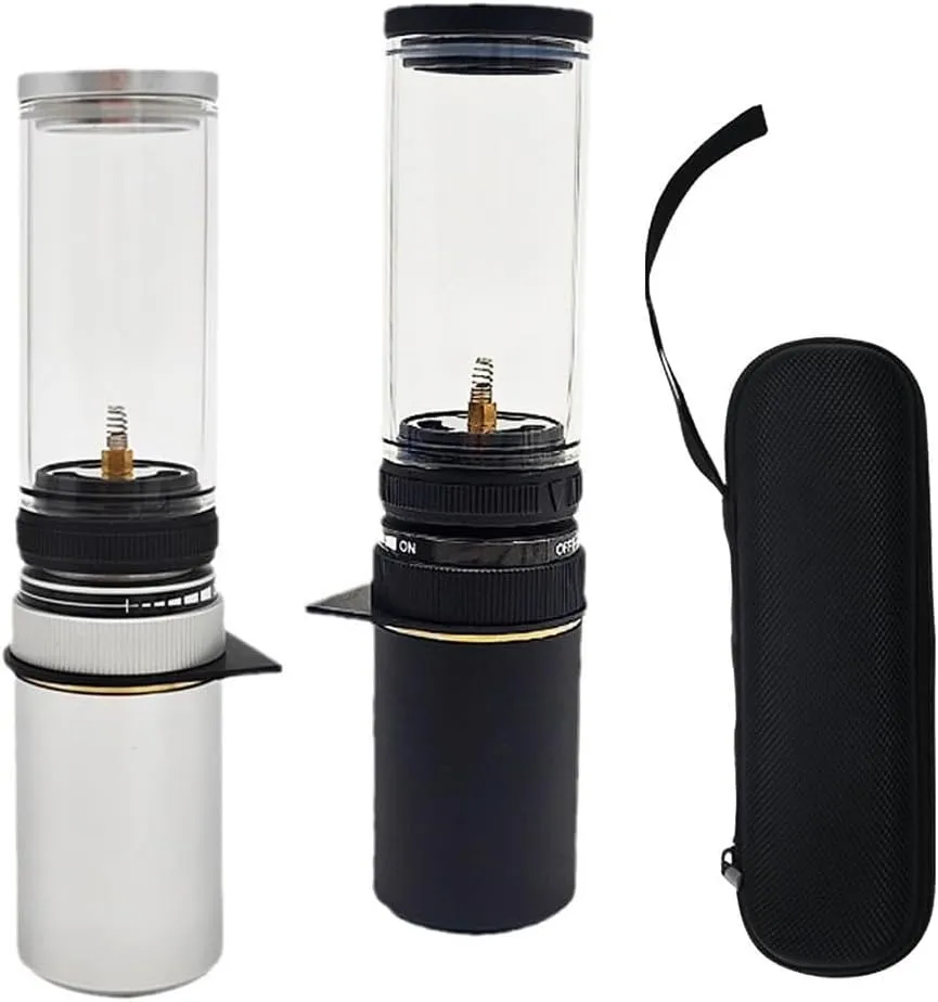 Portable Outdoor Gas Lamp, Gas Lantern Dreamlike Candle Lamp Portable Tent Lantern Glass Mantle Lantern for Camping, for Hiking, Fishing(with Gas Box White)
