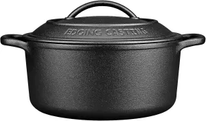 Pre-Seasoned Cast Iron Dutch Oven Pot with Lid Dual Handle, Sourdough Bread Baking Pots， Round 7 Quart, Black