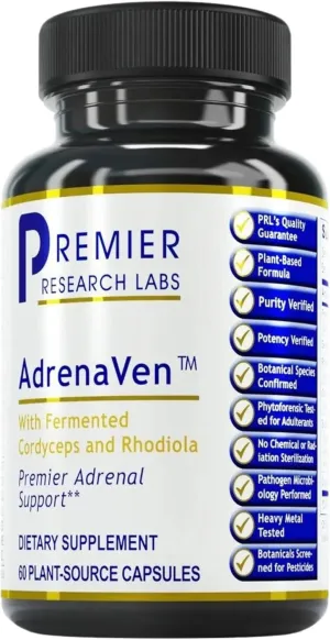 Premier Research Labs: 30 Servings-AdrenaVen - Adrenal Health Supplement, Supports Adrenal Gland Health and Stress Response - Organic Adrenal Health - 60 Plant-Source Capsules