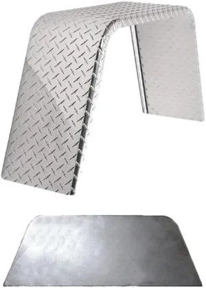 Premium Diamond Plate Aluminum Flat Top Fender - 28”L x 8”W x 10”H | Durable .056” Thick with Fender Back for Ultimate Protection & Stylish Trailer Upgrade