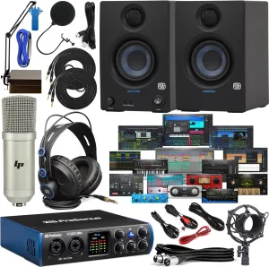 PreSonus Studio 24c 2x2 Audio/MIDI Interface with Studio One Prime & Plug-in Suite Software, Custom Eris 3.5 Monitors & Boom Arm Kit   HD7 Headphones