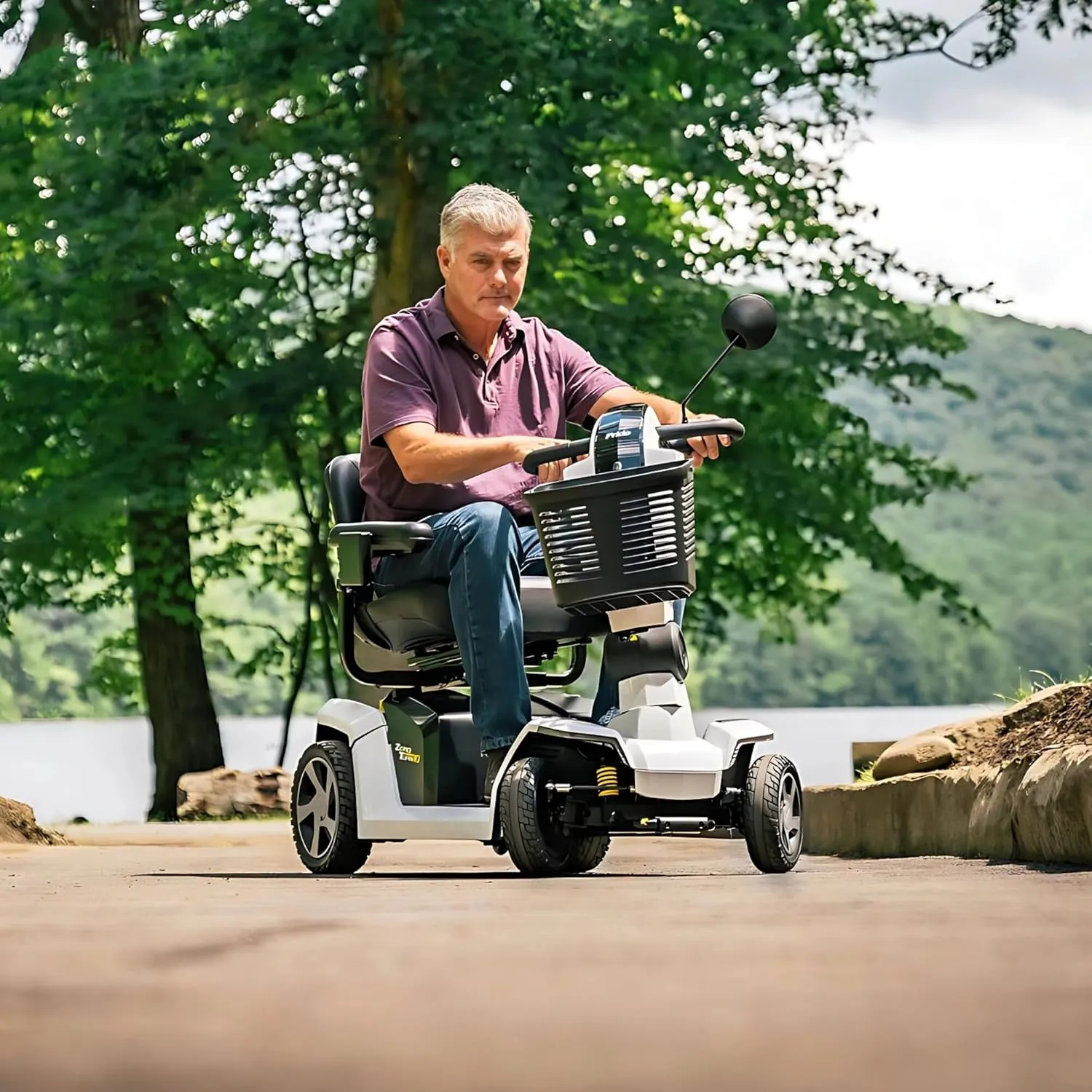 Pride Mobility Zero Turn 10 Scooter - Comfort Mobility for Adults, 400 Lbs Weight Capacity, 40 Ah Battery, Ocean Blue, 20"x20" Fordable Seat - S710ZT