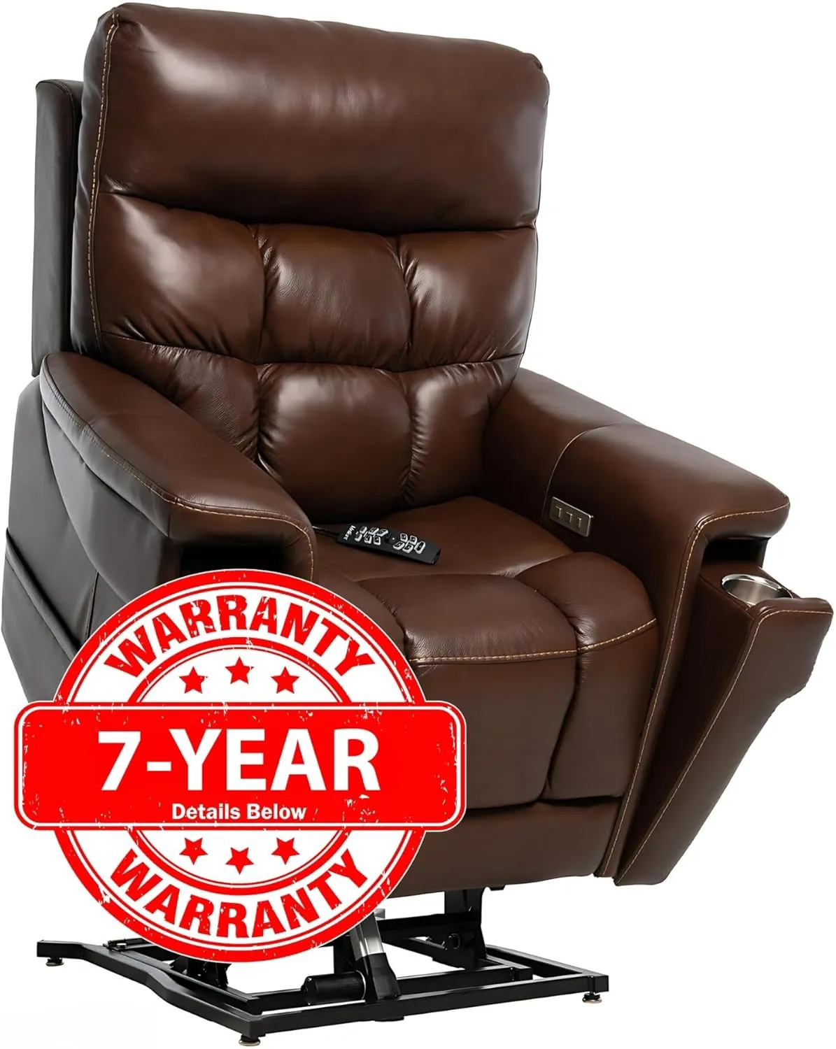 Pride Viva Lift Ultra Power Recliners - Lift Chair for Adults, 400 Lbs Weight Capacity, Lithium Battery Backup, 22.5" W x 21" D Comfort Seat, Medium, Sorrento Leather Coffee - PLR4955M