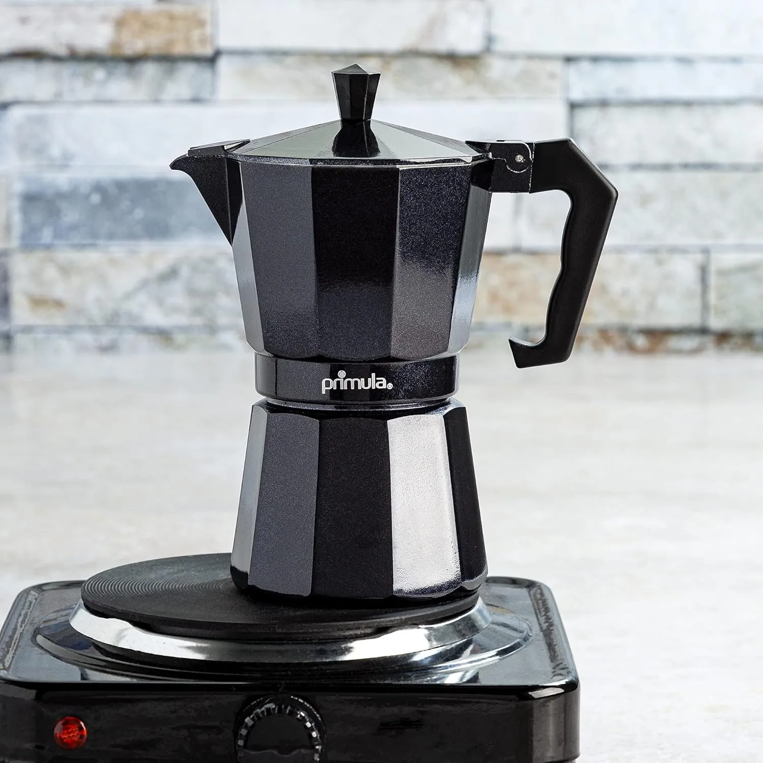 Primula Classic Stovetop Espresso and Coffee Maker, Moka Pot for Italian and Cuban Café Brewing, Greca Coffee Maker, Cafeteras, 6 Espresso Cups, Black