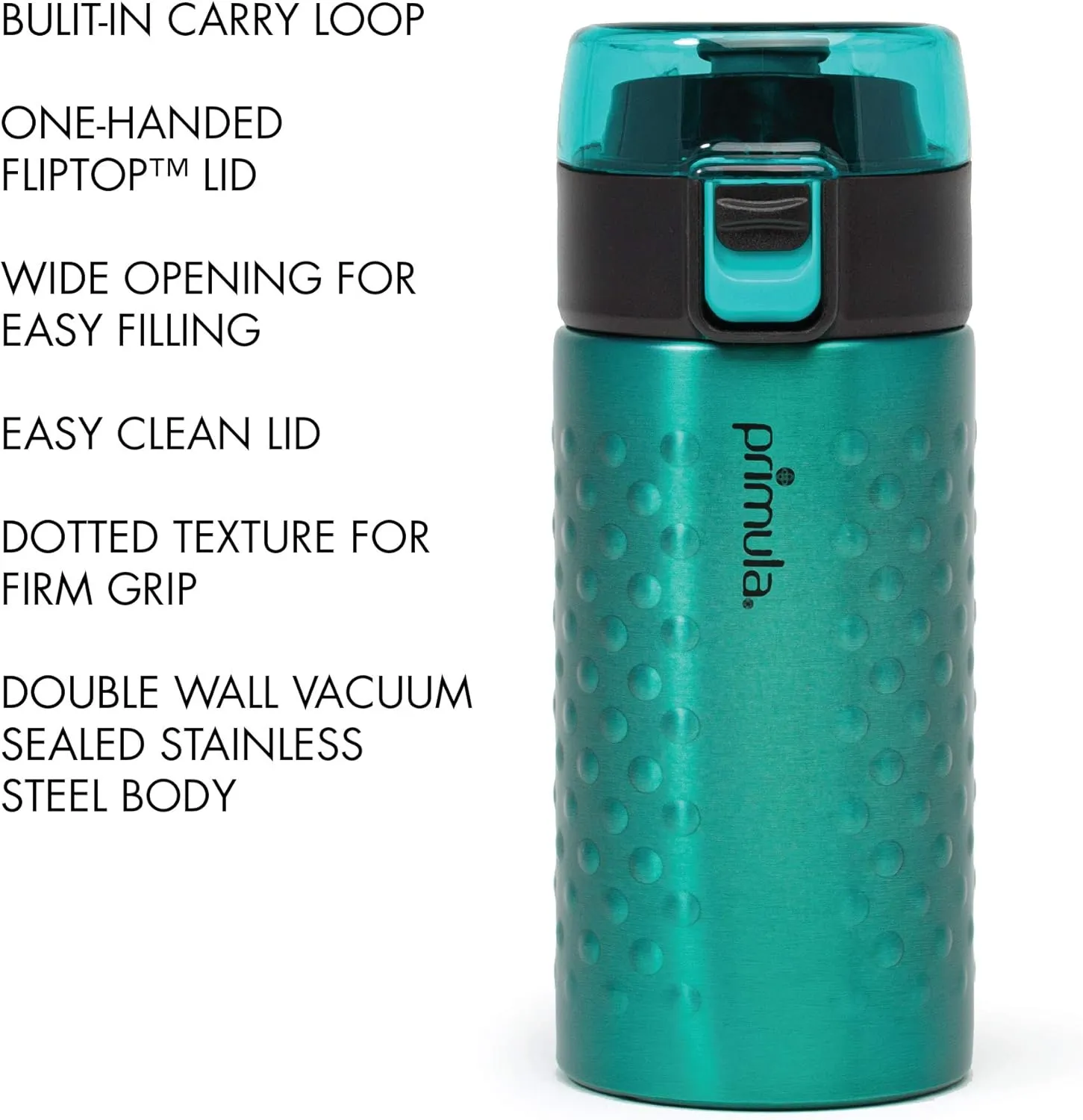 Primula Hamilton Water Bottle Single Serve Double Wall, 12 oz, Teal