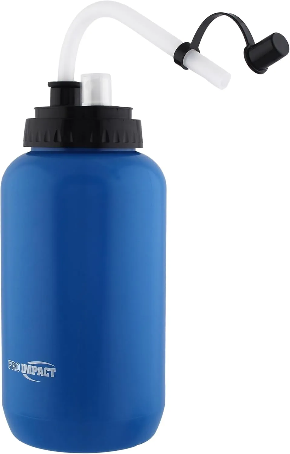 Pro Impact Squeezable Water Bottle Bendable Long Straw Spray cap - LDPE BPA Free Plastic - Hydration Baseball Hockey Gym MMA Yoga Boxing Cycling Softball Football Lacrosse (35.5 Oz.) (Blue)