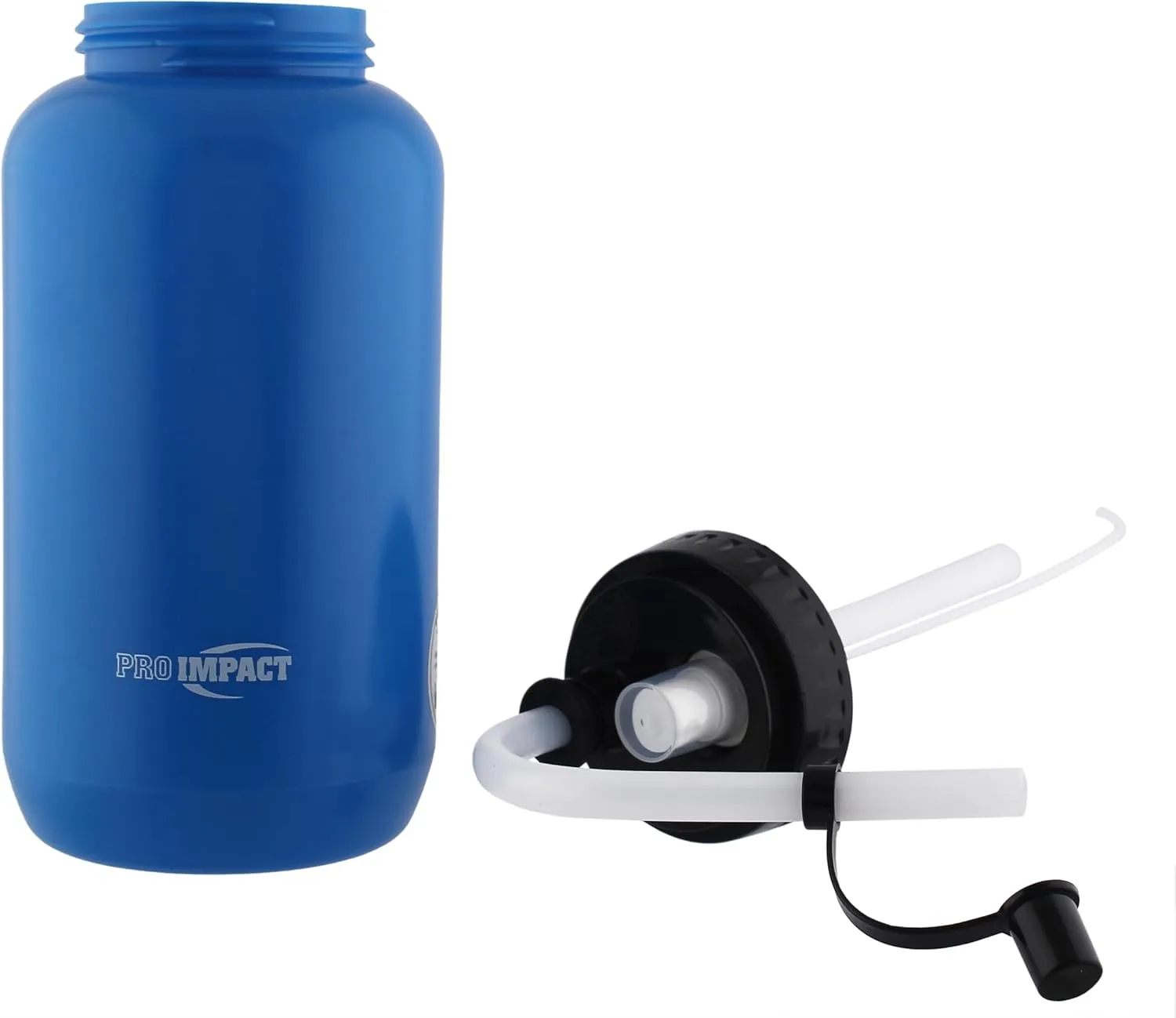 Pro Impact Squeezable Water Bottle Bendable Long Straw Spray cap - LDPE BPA Free Plastic - Hydration Baseball Hockey Gym MMA Yoga Boxing Cycling Softball Football Lacrosse (35.5 Oz.) (Blue)