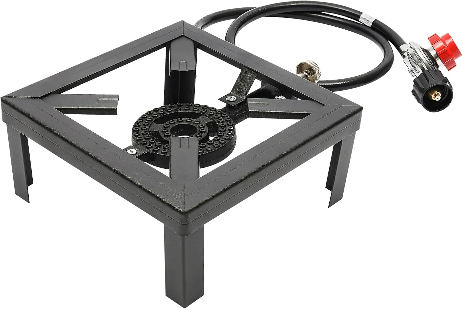 Propane Burner, Heavy-Duty Propane Stove, Propane Single Burner Angle Iron Camp Stove, Single Burner Outdoor Gas Stove with Adjustable 0-20Psi Regulator Hose for Patio Camping, BBQ, Home