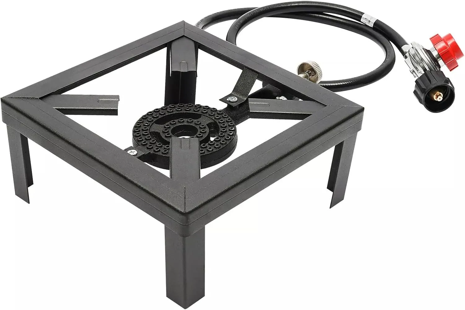 Propane Cooker Burner Stove, 8000W Gas Outdoor Cooking Camping Stand BBQ Grill w/Hose, Camping Stove Burner Cast Iron Propane Gas LPG Stove BBQ Cooker & Regulator Hose