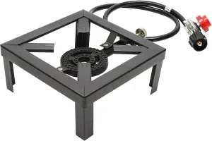 Propane Cooker Burner Stove, 8000W Gas Outdoor Cooking Camping Stand BBQ Grill w/Hose, Camping Stove Burner Cast Iron Propane Gas LPG Stove BBQ Cooker & Regulator Hose