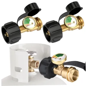 Propane Tank Gauge, 2Pcs Brass Leak-Proof Propane Gas Gauge with Luminous Dial, Anti-Corrosion Level Indicator Leak Detector for 5-40 Lb Tank.