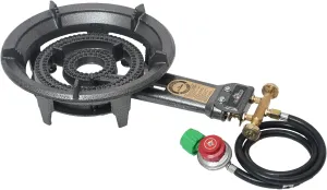 Propane Wok Burner, Cast Iron Single Burner Camping Stove With Regulator And Hose,High Pressure Portable Gas Stove For Camping Outdoor Cooking SH90 (SH90)