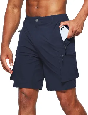 Pudolla Men's Hiking Cargo Shorts Quick Dry Outdoor Travel Shorts for Men with Multi Pocket for Fishing Camping Casual