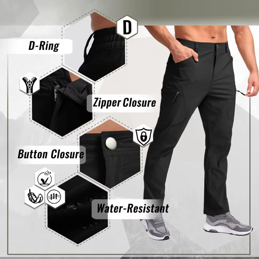 Pudolla Men's Lightweight Hiking Pants with 7 Pockets Quick Dry Water Resistant Fishing Travel Pants
