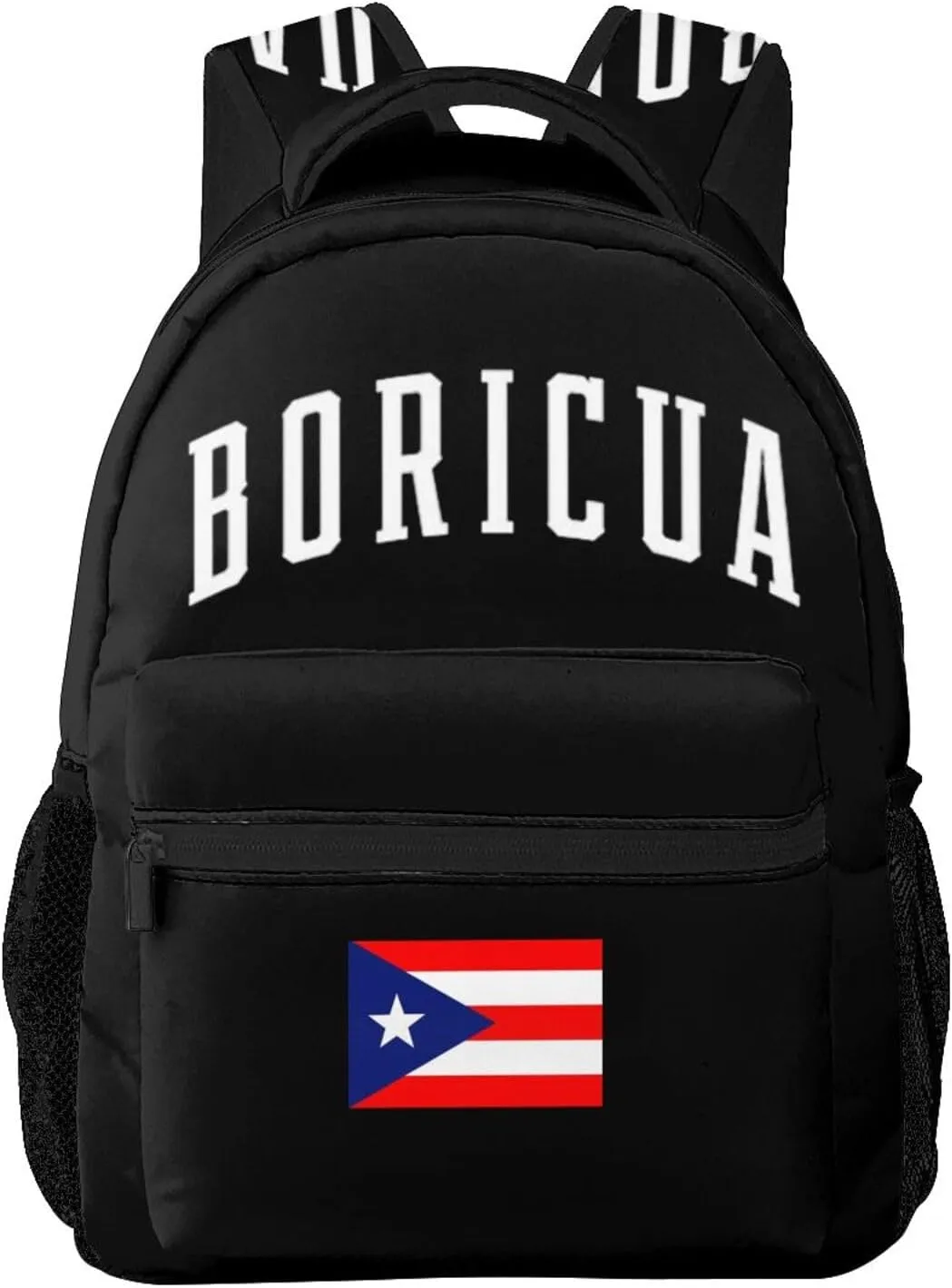 Puerto Rico Flag Backpack Adjustable Shoulder Strap Bookbag, Casual Daypack Lightweight Backpack for Adults