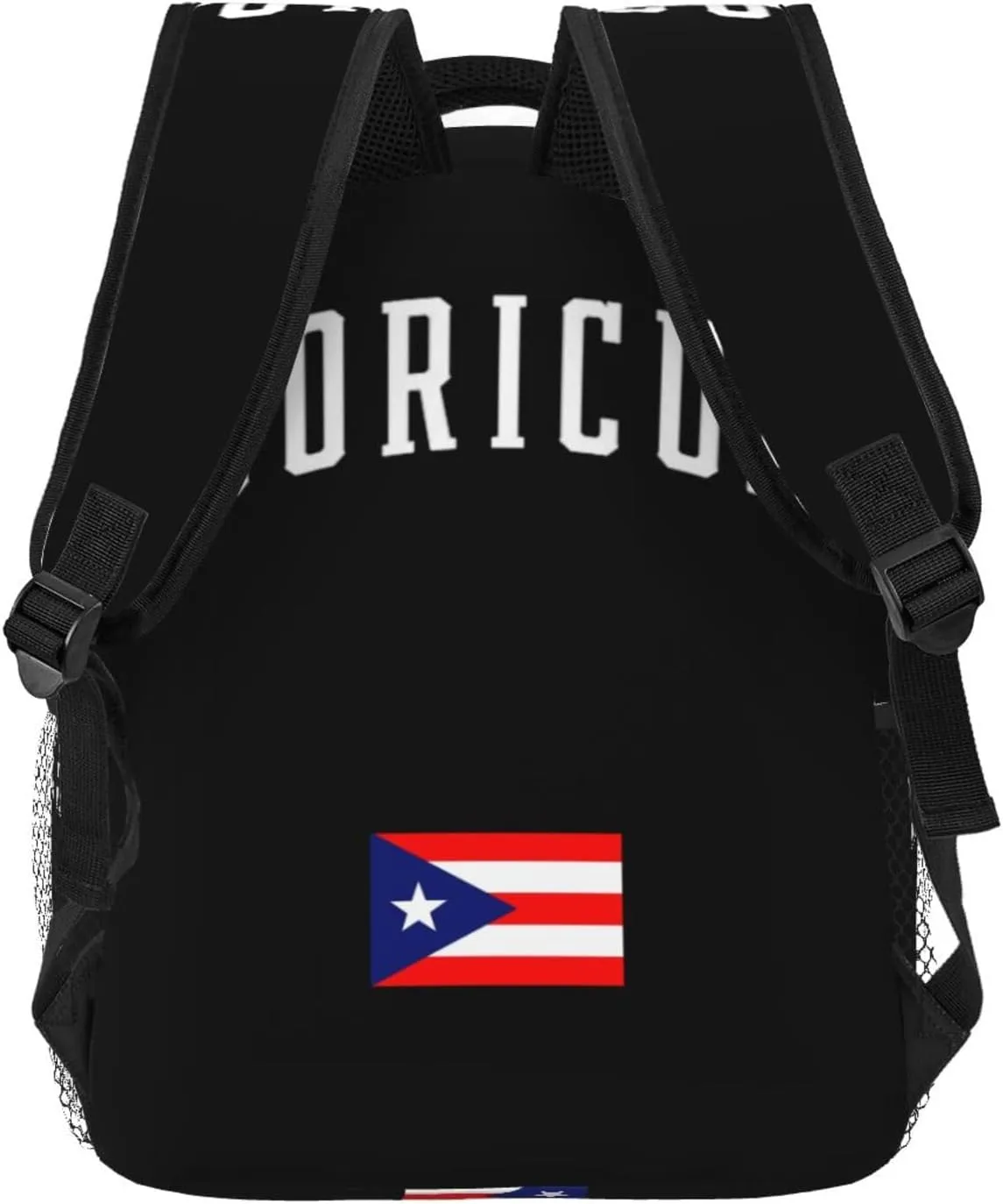 Puerto Rico Flag Backpack Adjustable Shoulder Strap Bookbag, Casual Daypack Lightweight Backpack for Adults