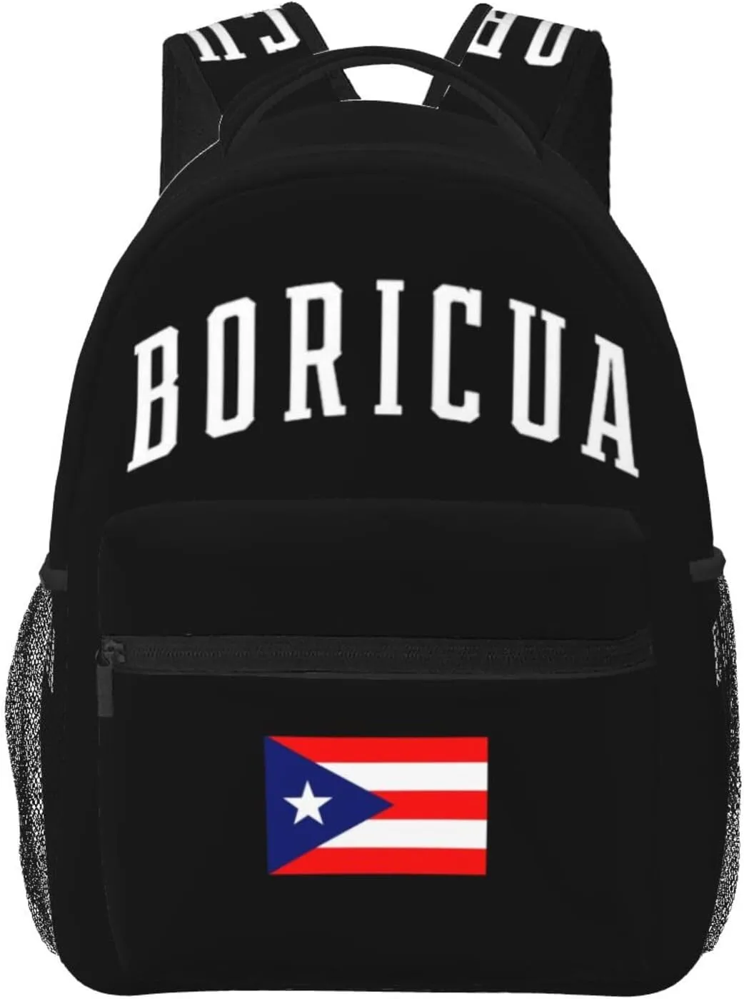 Puerto Rico Flag Backpack Adjustable Shoulder Strap Bookbag, Casual Daypack Lightweight Backpack for Adults