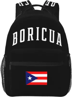 Puerto Rico Flag Backpack Adjustable Shoulder Strap Bookbag, Casual Daypack Lightweight Backpack for Adults