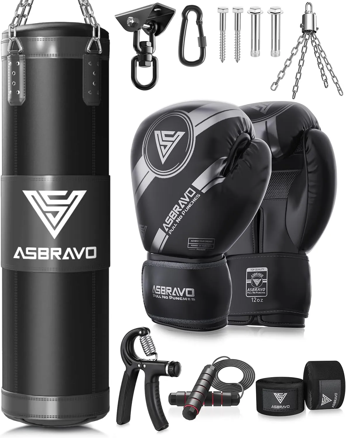 Punching Bag for Adults, 4ft Oxford Heavy Boxing Bag Set 12OZ Gloves for MMA Muay Thai Kickboxing Training Home Gym, Martial Art (Unfilled)