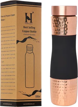 Pure Copper Water Bottle Wide Mouth, 1000 Ml Capacity (33.81 US Fl Oz) For Ayurveda Health Benefits (Dark Cherry)