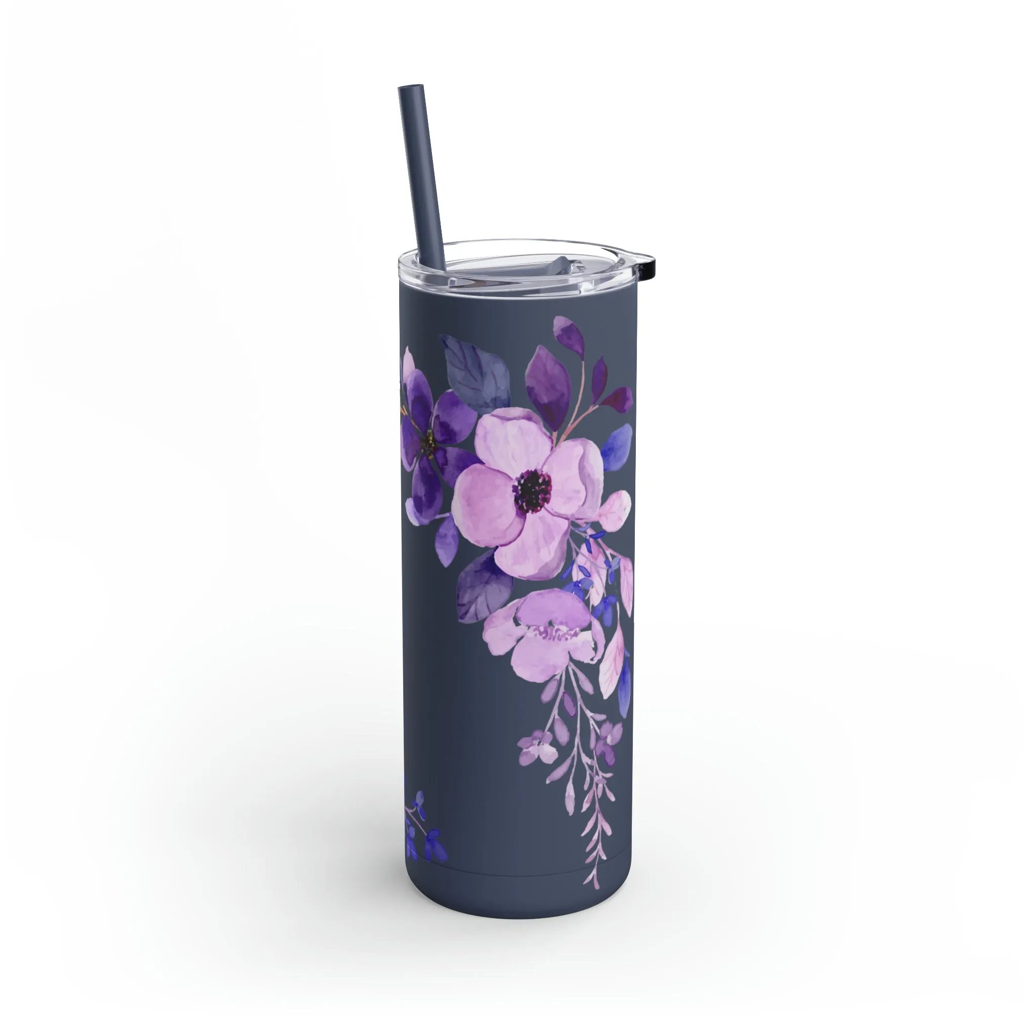 Purple Flower Tumbler 20oz Skinny