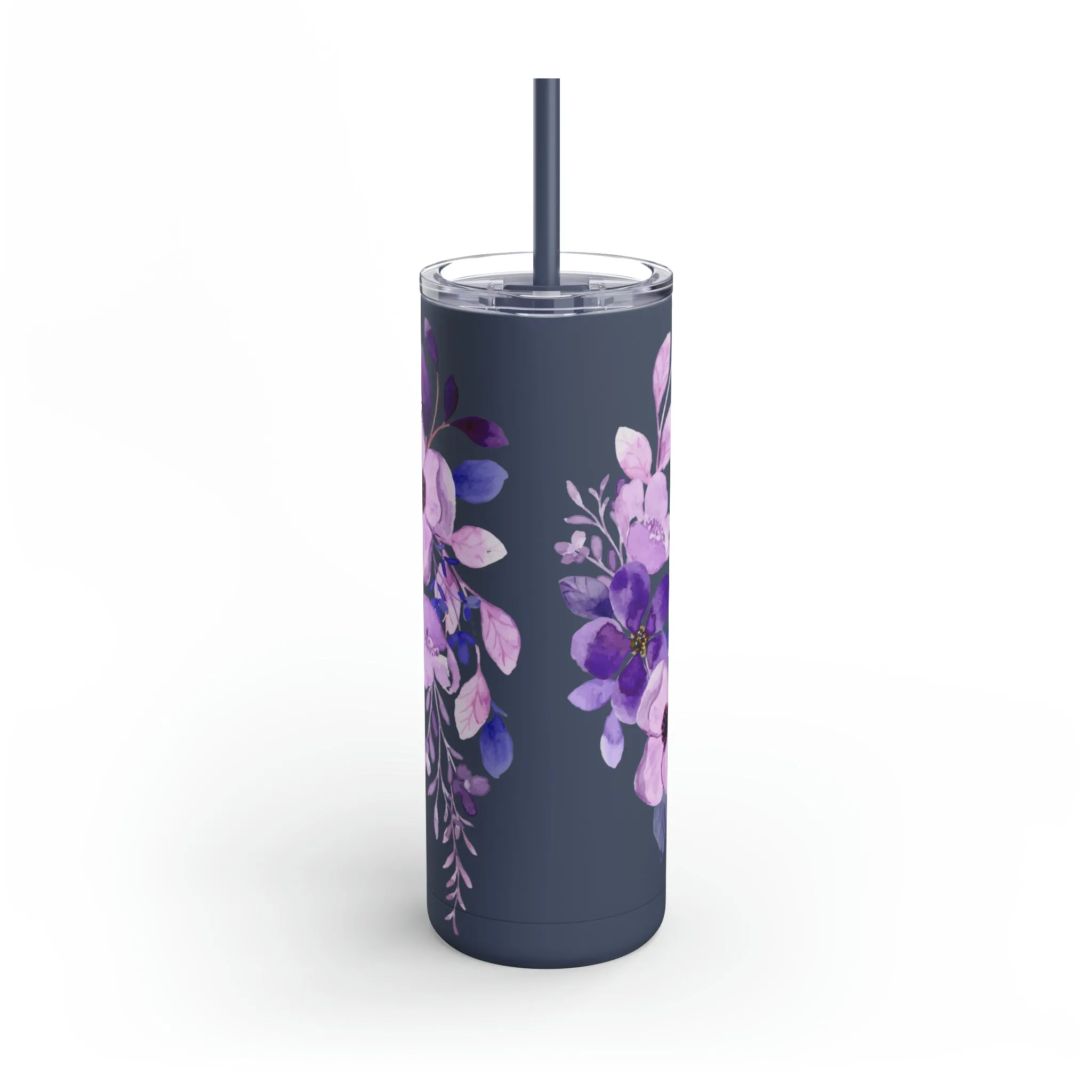 Purple Flower Tumbler 20oz Skinny