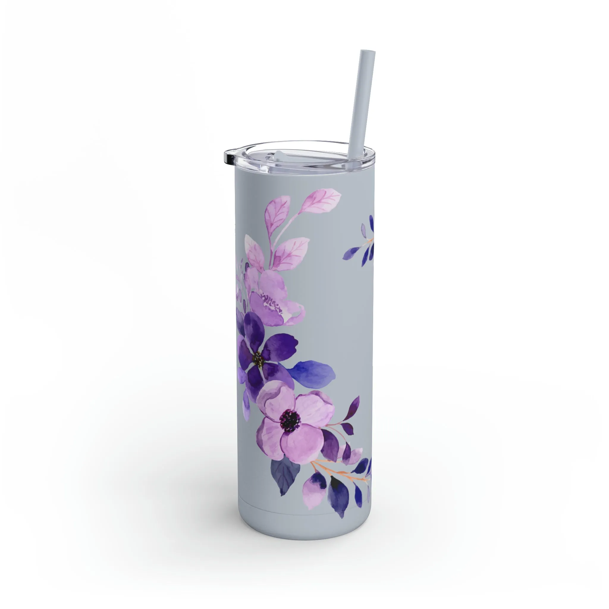 Purple Flower Tumbler 20oz Skinny