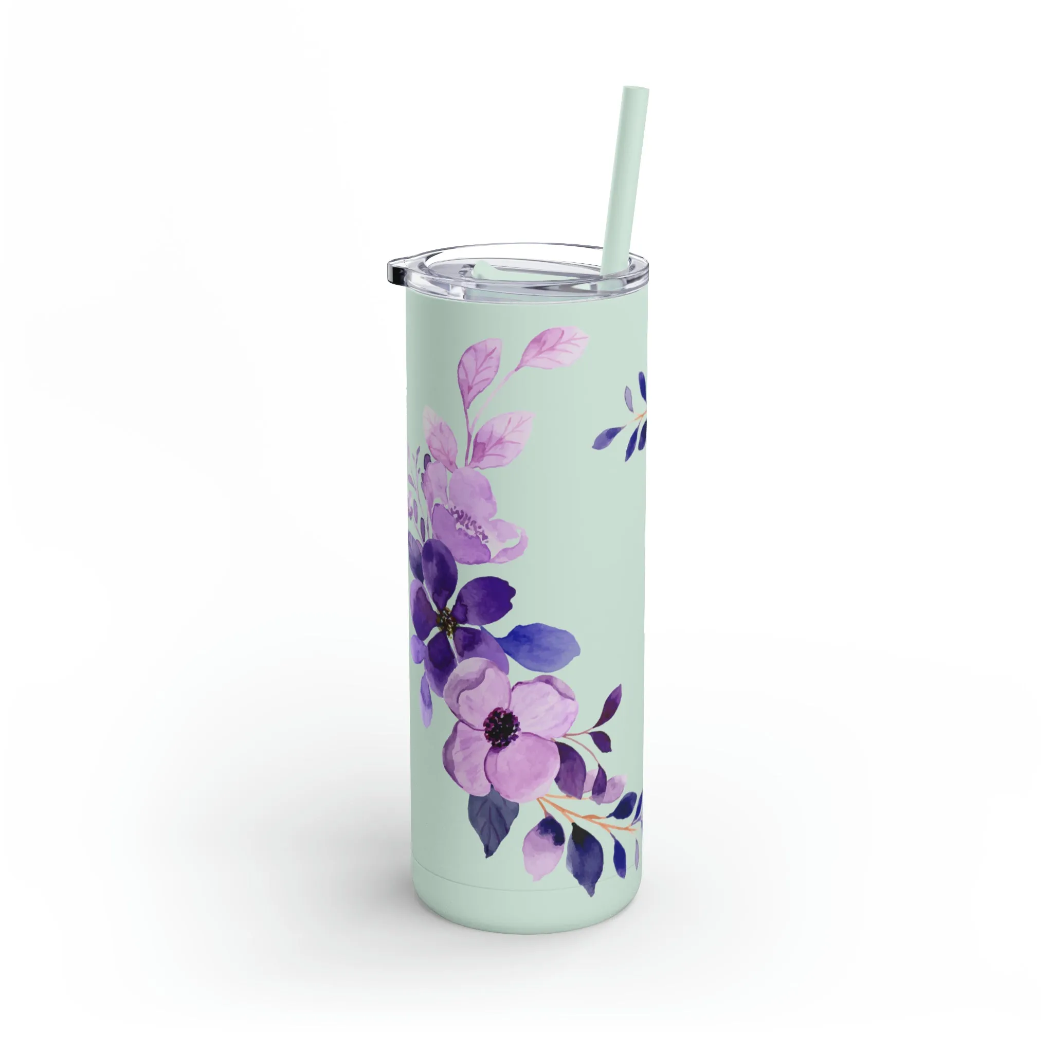 Purple Flower Tumbler 20oz Skinny