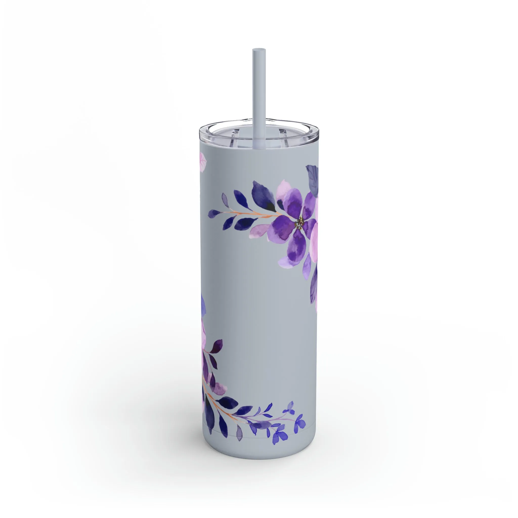 Purple Flower Tumbler 20oz Skinny