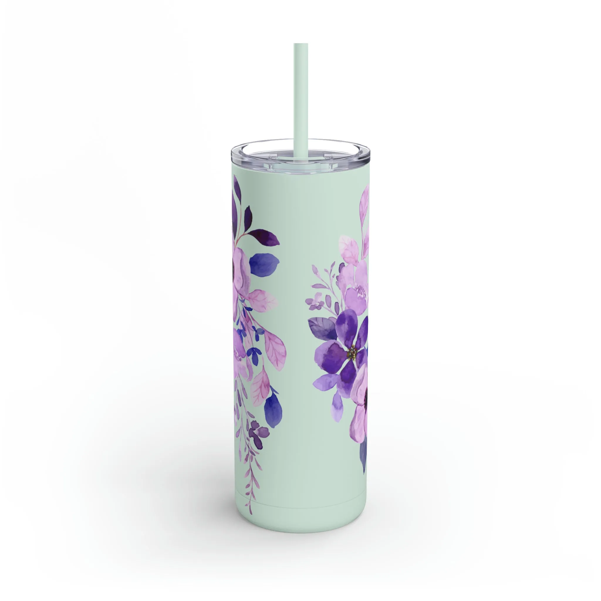 Purple Flower Tumbler 20oz Skinny