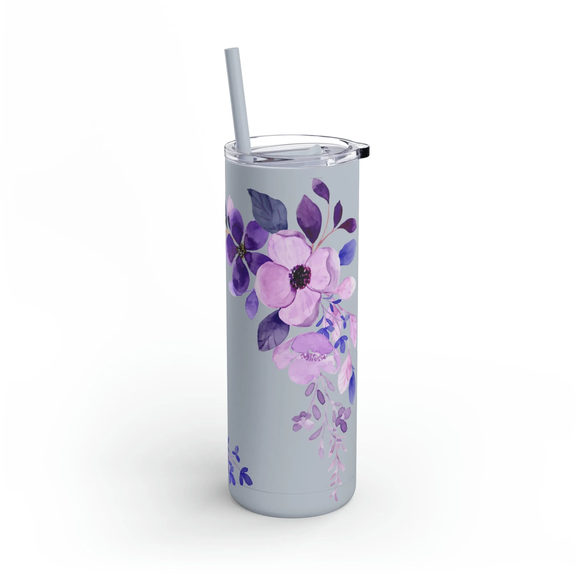 Purple Flower Tumbler 20oz Skinny