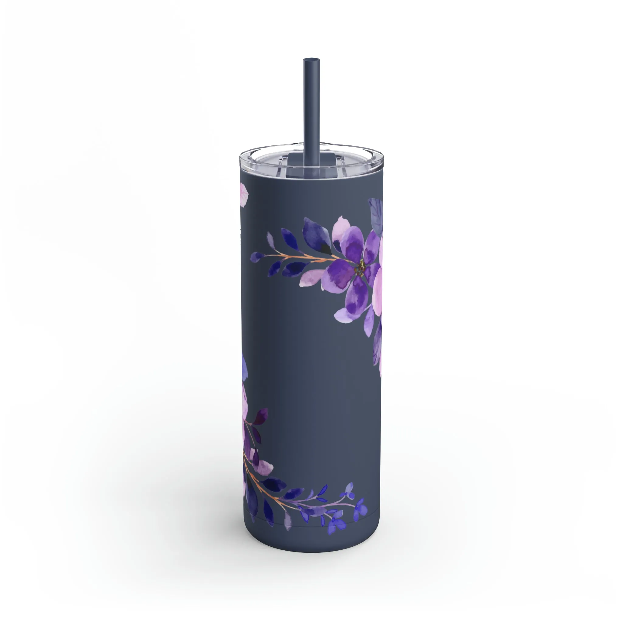 Purple Flower Tumbler 20oz Skinny