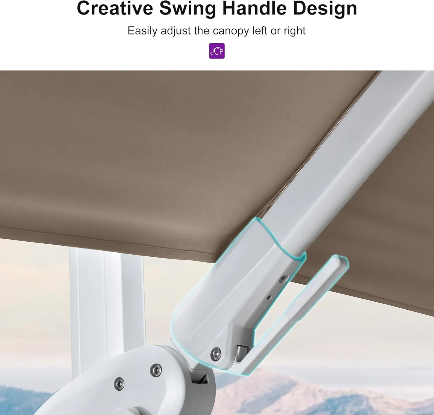 PURPLE LEAF 9' X 12' Right-left Tilt Patio Umbrella Swivel White Cantilever Umbrella with Tilt Aluminum Outdoor Umbrella with 360° Rotation for Deck Pool Garden, Beige