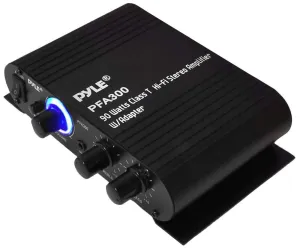 Pyle Power Home HiFi Stereo Amplifier - 90 Watt Portable Dual Channel Surround Sound Audio Receiver w/ 12V Adapter - For Subwoofer Speaker, MP3, iPad, iPhone, Car, Marine Boat, PA System - PFA300