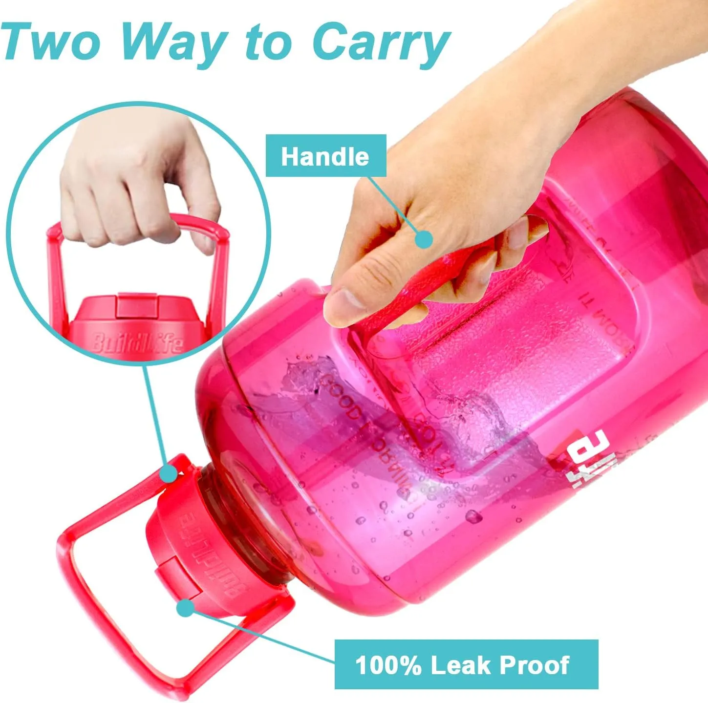 QuiFit 1 Gallon Water Bottle - with Straw & Motivational Time Marker Leak-Proof BPA Free Reusable Gym Sports Outdoor Large(128OZ/73OZ) Capacity Water Jug