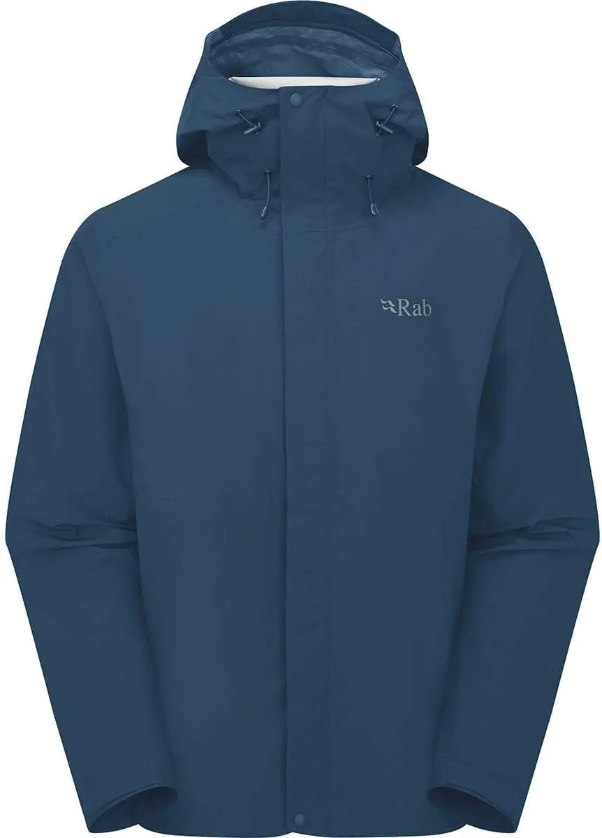 Rab Men's Downpour Jacket - Lightweight Waterproof Hooded Coat for Hiking & Trekking