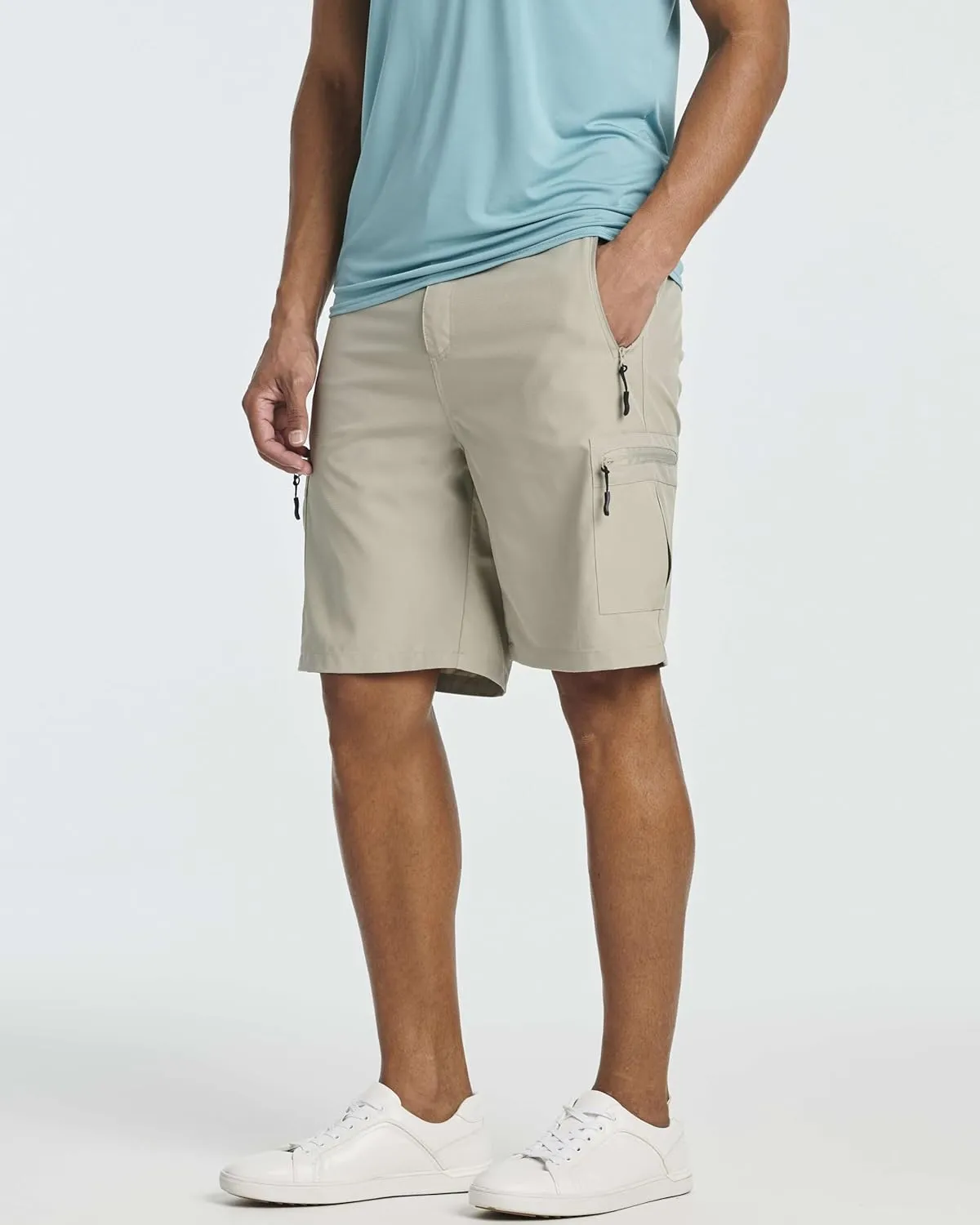 Real Essentials 2 & 3 Pack: Men's Hiking Cargo Shorts Fishing Outdoor Tactical Travel Camping Casual Golf 5 Zipper Pockets
