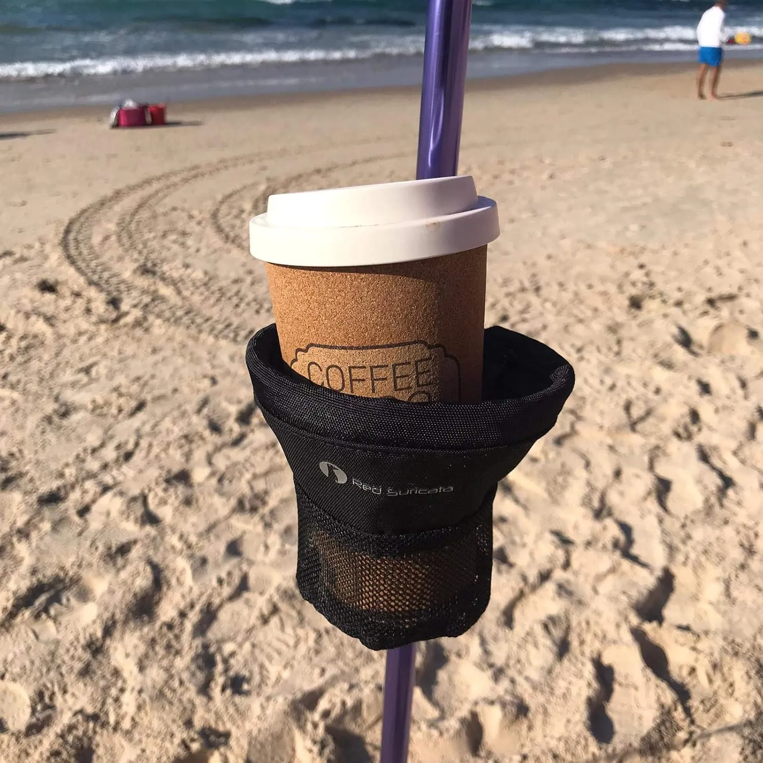 Red Suricata Cup Holder for Drinks – Accessory for Sun Shade Canopy Tent – Attaches to Tent Pole – Holds one Beverage (Cup, Bottle or Can)