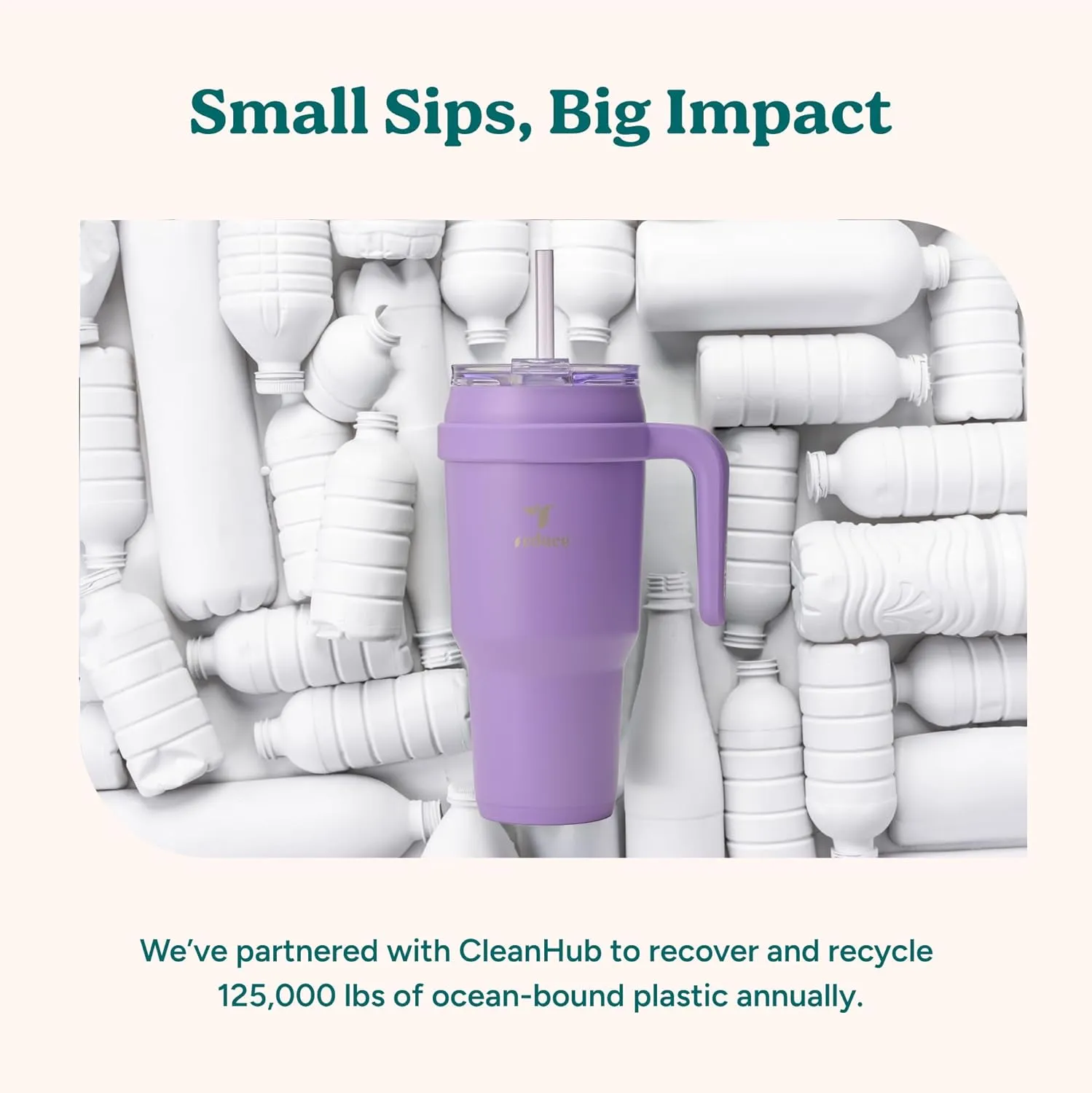 Reduce 40 oz Stainless Steel Tumbler with Handle - Dual-Wall Vacuum Insulated Travel Mug, Sweat-Proof Lid & Reusable Straw - Keeps Drinks Cold for 24 Hrs, Fits Cupholders, Dishwasher Safe-Ocean Breeze