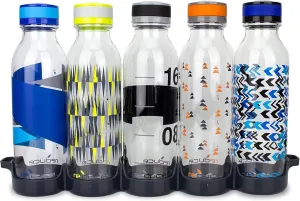 Reduce WaterWeek Reusable Water Bottle Set, 20oz – Plastic Reusable Water Bottle Set of 5, Plus Fridge Tray – BPA-Free, Leak Proof Twist Off Cap – Trek