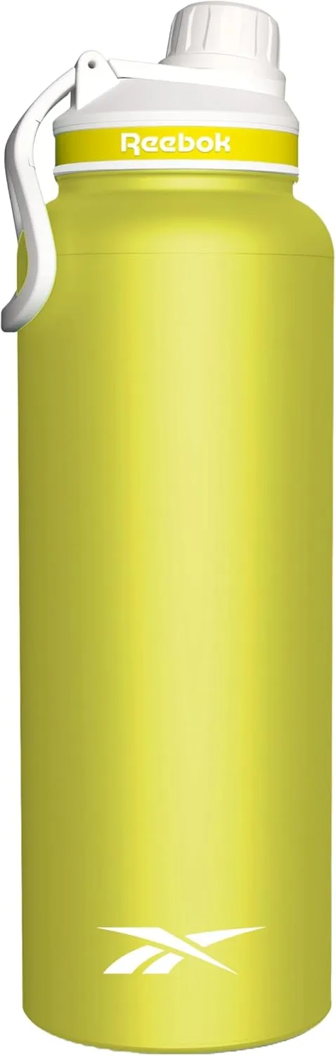 Reebok Athletic Stainless Steel Water Bottle - Insulated Water Bottle 32 oz With Chug Lid - Double Wall Vacuum Insulated Sports Water Bottle, BPA Free