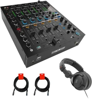 Reloop RMX-95 Digital Club Mixer with 24-Bit Dual Interface Bundle with Polsen HPC-A30-MK2 Studio Monitor Headphones and 2x XLR-XLR Cable