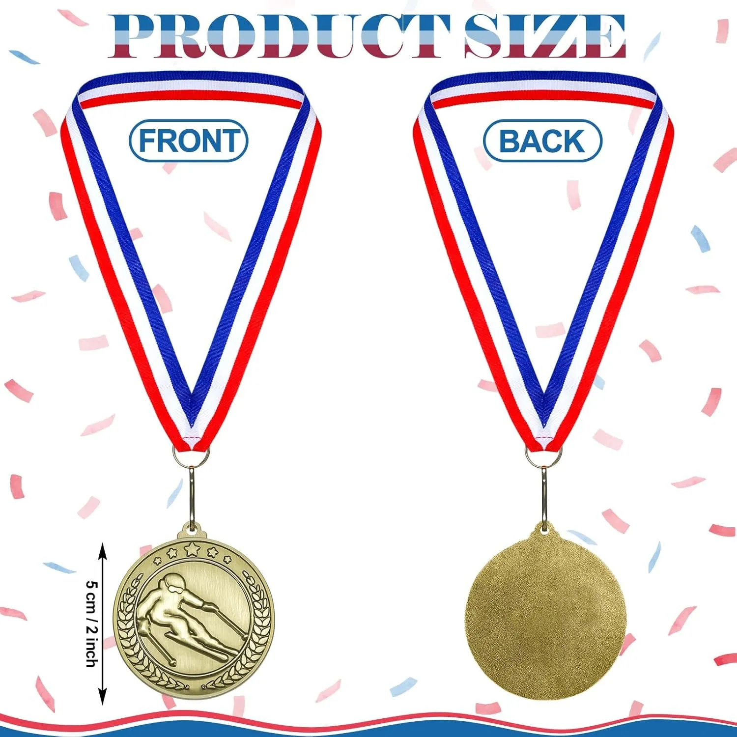 Remuuly 30 Pcs Award Medals Bulk 2'' Gold Trophy Award Winner Metal First Place with Neck Ribbons Award Prize Gift for Tournaments Match Sports Competition Teams Adult