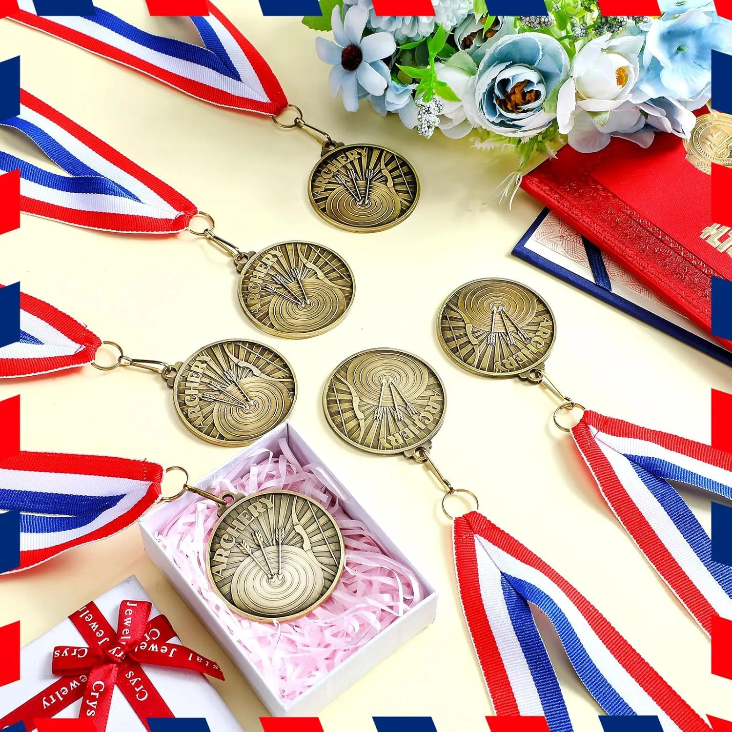 Remuuly 30 Pcs Award Medals Bulk 2'' Gold Trophy Award Winner Metal First Place with Neck Ribbons Award Prize Gift for Tournaments Match Sports Competition Teams Adult